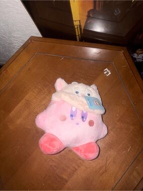Kirby Plush with Cream Animal Hat - Pink